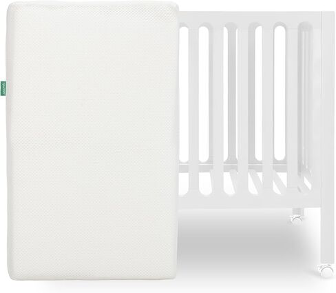 Newton Baby Galileo Mini Crib Solid Beech Wood with Wheels in Warm White, Mini Crib Mattress Included, Adjustable Mattress Height, Ultra-Safe Non-Toxic Finish in Kuwait