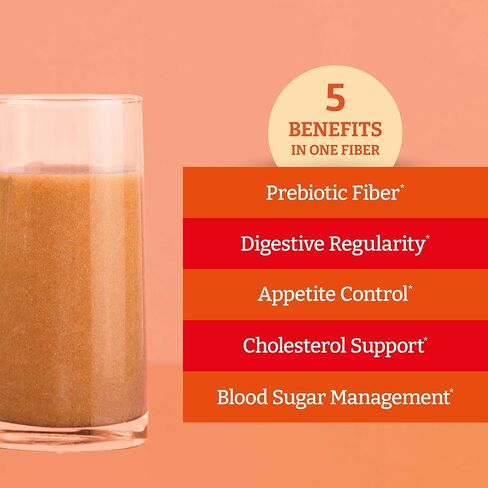 Chiamucil Prebiotic Fiber Supplement Powder – Chia Fiber & Chicory Root (Inulin) for Digestive Health & Appetite Control – Gluten & Sugar Free, Vegan, Non-GMO, Orange - 35 Servings in Saudi Arabia