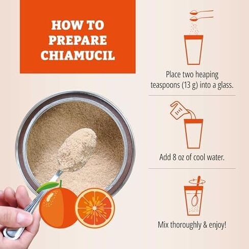 Chiamucil Prebiotic Fiber Supplement Powder – Chia Fiber & Chicory Root (Inulin) for Digestive Health & Appetite Control – Gluten & Sugar Free, Vegan, Non-GMO, Orange - 35 Servings in Saudi Arabia