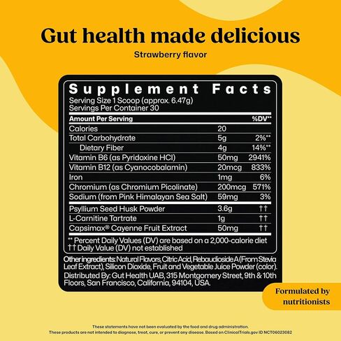 مكمل إدارة الوزن الفاخر من كولونبروم (الفراولة) - مشروب مسحوق ألياف قشر السيلليوم من مكنسة القولون - خالي من الغلوتين، تطهير القولون غير المعدل وراثيًا لتخفيف الانتفاخ وصحة الأمعاء، 30 حصة in Kuwait