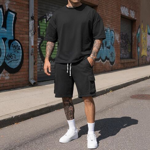 Men's Track Suit 2 Piece Tropical Leaf Print Short Sleeve Button Shirt & Shorts Set in Saudi Arabia