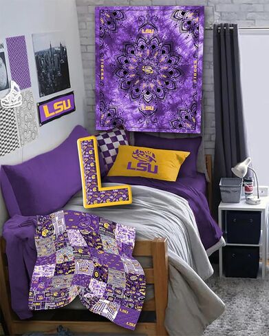 SYKEL ENTERPRISES Officially Licensed LSU Tigers Wall Tapestry/Throw Blanket, 48" x 56", Polyester Micro Minky Official LSU Blanket - Super Soft Minky Fabric in Saudi Arabia