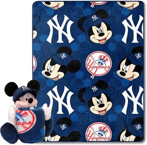 The Northwest Company 1COB/3121A/0020/RET: Disney-MLB 40X50 Silk Throw Blanket and Hugger Mickey - Yankees in Saudi Arabia