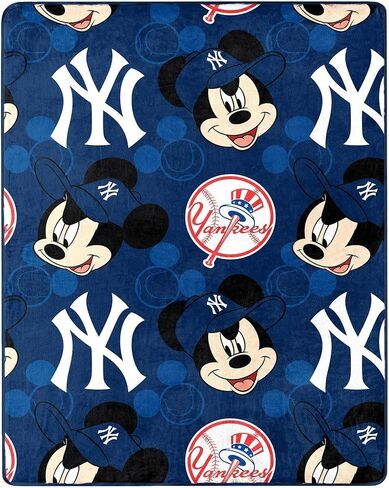 The Northwest Company 1COB/3121A/0020/RET: Disney-MLB 40X50 Silk Throw Blanket and Hugger Mickey - Yankees in Saudi Arabia