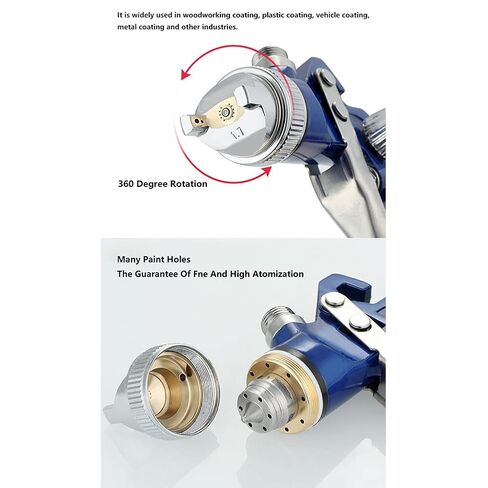 HVLP H827 Spray Airbrush 600ml Cup 1.4mm Nozzle Needle for Painting Car Furniture Wall, Mini Guns Auto Detail Paint Sprayer Spot Repair in Saudi Arabia