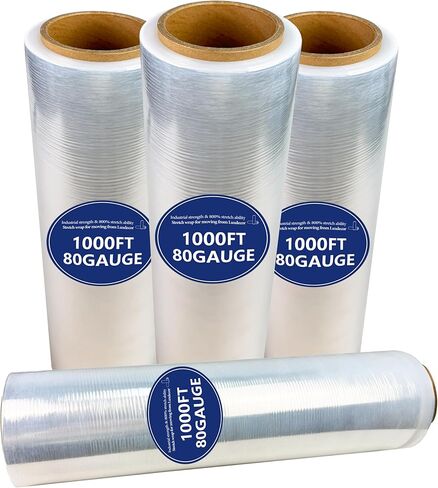 Stretch Film Shrink Wrap Rolls-5" X 1000' Stretch Wrap Roll with Plastic Handle of 80 Gauge 800% Stretch, 5in Mini Wrap Roll for Self Adhering, Moving, Packing, Shipping, Furniture & Pallet (8 Rolls) in Saudi Arabia