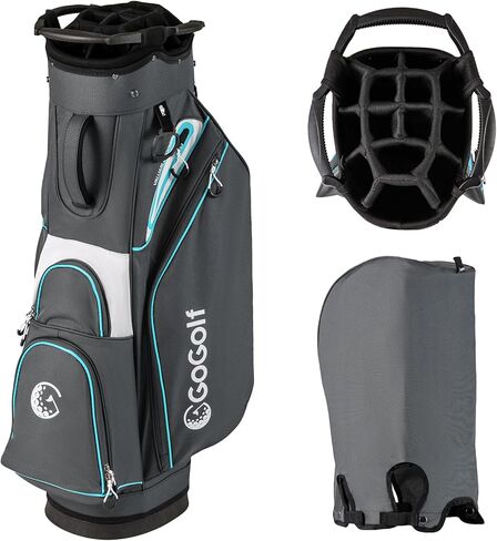 Goplus Golf Cart Bag, Lightweight Portable Golf Bag with 14-Way Divider Top, 6 Zippered Pockets with Cooler Pocket, Rain Hood, Adjustable Shoulder Strap for Men Women in Saudi Arabia