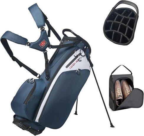 حقيبة جولف بحامل 14 طريقة، حقائب جولف خفيفة الوزن وفواصل كاملة الطول، 7 جيوب بسحاب وغطاء للمطر، حقائب جولف متينة للرجال والنساء باللون الأزرق، حقيبة أحذية مجانية in Kuwait
