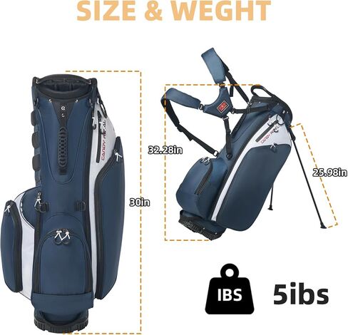 حقيبة جولف بحامل 14 طريقة، حقائب جولف خفيفة الوزن وفواصل كاملة الطول، 7 جيوب بسحاب وغطاء للمطر، حقائب جولف متينة للرجال والنساء باللون الأزرق، حقيبة أحذية مجانية in Kuwait