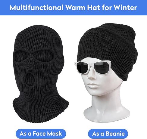 قناع شتوي منسوج مكون من 3 فتحات من بوكافت، قناع تزلج بغطاء كامل للوجه بالاكلافا الدافئة للتزلج والدراجات النارية والتزلج على الجليد باللون الأصفر الفلوريسنت in Kuwait