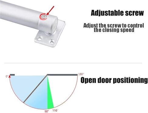 Door Closer 60kg Soft Closure Adjustable Gas Spring 110 Degree Positioning Stop Hardware Aluminum Alloy(B) in Saudi Arabia