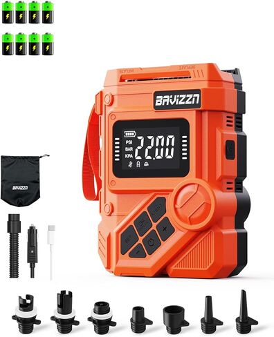 59.2Wh Rechargeable SUP Pump, 22PSI Electric Paddle Board Pump with Auto-Off & LCD, Dual Power (Battery/12V Car) & Type-C Input, Portable Inflator for Kayak Boat Inflatables Camping in Saudi Arabia