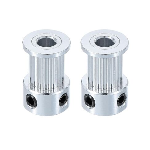 uxcell 2 Pcs Aluminum 16 Teeth 5mm Bore 10mm Width Timing Belt Pulley Wheel Idler Pulley Synchronous Wheels Gear Part for 3D Printer, Silver in Saudi Arabia