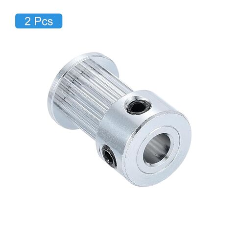 uxcell 2 Pcs Aluminum 16 Teeth 5mm Bore 10mm Width Timing Belt Pulley Wheel Idler Pulley Synchronous Wheels Gear Part for 3D Printer, Silver in Saudi Arabia