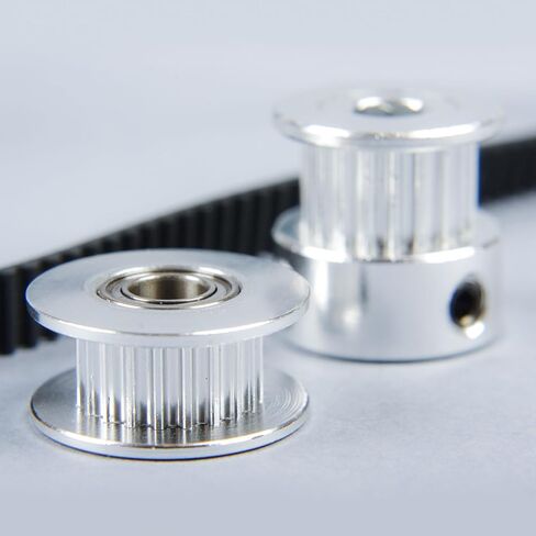 uxcell 2 Pcs Aluminum 16 Teeth 5mm Bore 10mm Width Timing Belt Pulley Wheel Idler Pulley Synchronous Wheels Gear Part for 3D Printer, Silver in Saudi Arabia