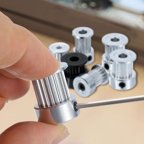 uxcell 2 Pcs Aluminum 16 Teeth 5mm Bore 10mm Width Timing Belt Pulley Wheel Idler Pulley Synchronous Wheels Gear Part for 3D Printer, Silver in Saudi Arabia