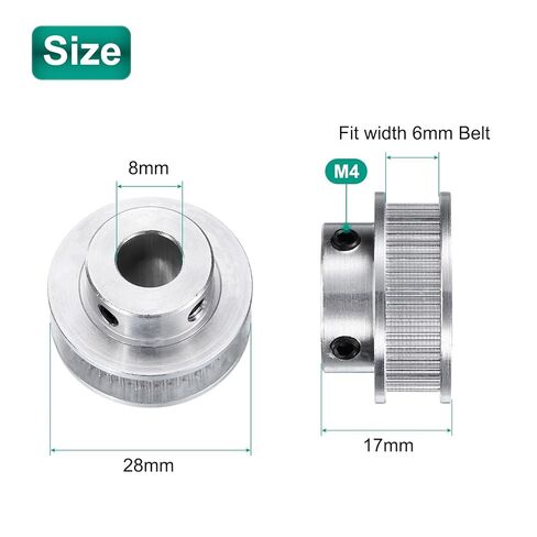 uxcell GT-2 40T Pulley Synchronous Wheel 8mm Bore, Aluminum Timing Pulley 40 Teeth, Fit Width 6mm Timing Belt for 3D Printer CNC Machine (with A Wrench) in Saudi Arabia