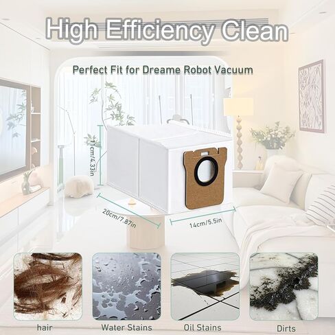 وسادات ممسحة من الألياف الدقيقة أكياس غبار لـ Dreame L40 Ultra/L10S Ultra/ L10S Ultra Gen2/X40 Ultra/L10s Pro Ultra Heat/L20 Ultra/ L10S Plus/X30 Ultra/X40 Master/L10 Ultra Robot Vacuum (6) in Saudi Arabia
