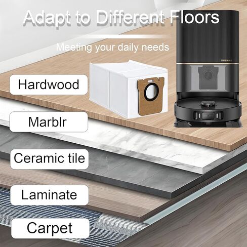 وسادات ممسحة من الألياف الدقيقة أكياس غبار لـ Dreame L40 Ultra/L10S Ultra/ L10S Ultra Gen2/X40 Ultra/L10s Pro Ultra Heat/L20 Ultra/ L10S Plus/X30 Ultra/X40 Master/L10 Ultra Robot Vacuum (6) in Saudi Arabia