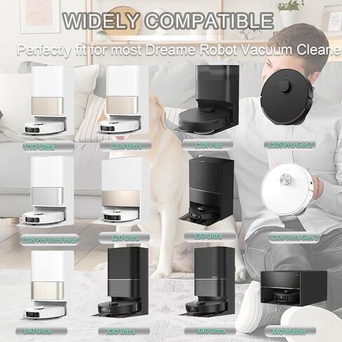 وسادات ممسحة من الألياف الدقيقة أكياس غبار لـ Dreame L40 Ultra/L10S Ultra/ L10S Ultra Gen2/X40 Ultra/L10s Pro Ultra Heat/L20 Ultra/ L10S Plus/X30 Ultra/X40 Master/L10 Ultra Robot Vacuum (6) in Saudi Arabia