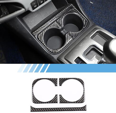 Car Real Soft Carbon Fiber Center Console Cup Holder Panel Trim Sticker Fit for Toyota Tacoma 2011-2015 Automotive Interior Decoration 2PCS (Black Carbon Fiber) in Kuwait