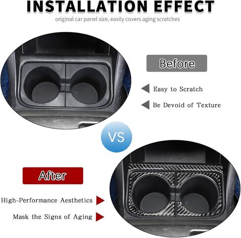 Car Real Soft Carbon Fiber Center Console Cup Holder Panel Trim Sticker Fit for Toyota Tacoma 2011-2015 Automotive Interior Decoration 2PCS (Black Carbon Fiber) in Kuwait