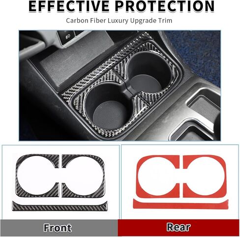 Car Real Soft Carbon Fiber Center Console Cup Holder Panel Trim Sticker Fit for Toyota Tacoma 2011-2015 Automotive Interior Decoration 2PCS (Black Carbon Fiber) in Kuwait