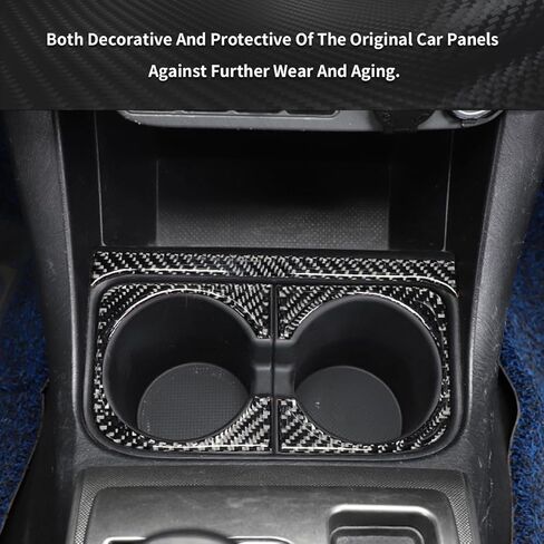 Car Real Soft Carbon Fiber Center Console Cup Holder Panel Trim Sticker Fit for Toyota Tacoma 2011-2015 Automotive Interior Decoration 2PCS (Black Carbon Fiber) in Kuwait