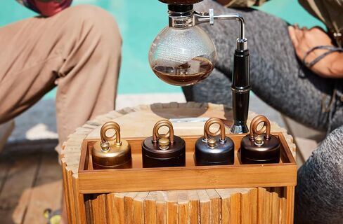 موقد تخيم الكحول المحمول مع الزجاج الأمامي ، كيس تخزين ، زجاجتين سائل ، دعم مستقر مقاومة للرياح معسكر للطبخ في المخيمات في الهواء الطلق ، بني (الفضة) in Saudi Arabia
