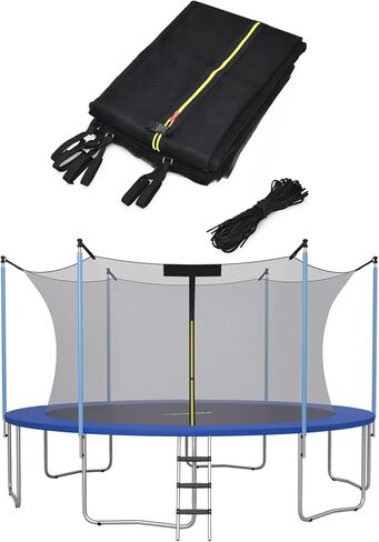 Goplus Trampoline Net Replacement for 8FT 10FT 12FT 14FT 15FT 16FT Round Frame Trampolines, Weather-Resistant Breathable Safety Enclosure Net with Adjustable Straps, Net Only in Saudi Arabia
