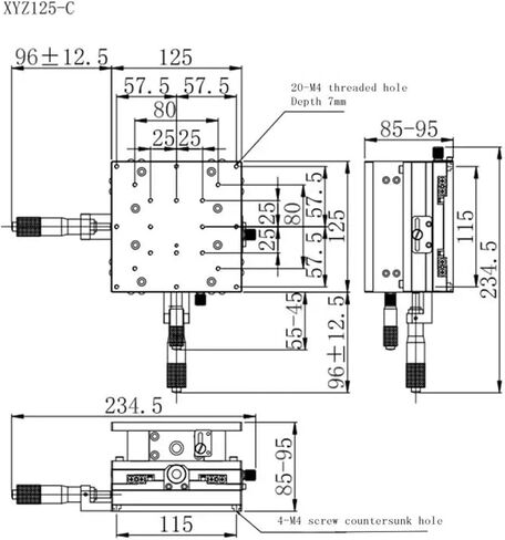 Motorized Rotary Positioning Stage XYZ125-C Three-Direction Displacement Horizontal Lifting LD125 Linear Cross-Rail Multi-axis Manual Sliding Table Load: 147N in Saudi Arabia