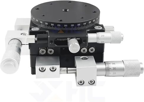 Motorized Rotary Positioning Stage XYR 60mm LS60-L LS60-LM Micrometer Manual Trimming Platform Translation Table and Rotary Table Cross Rail High Precision(LS60-LM) in Saudi Arabia
