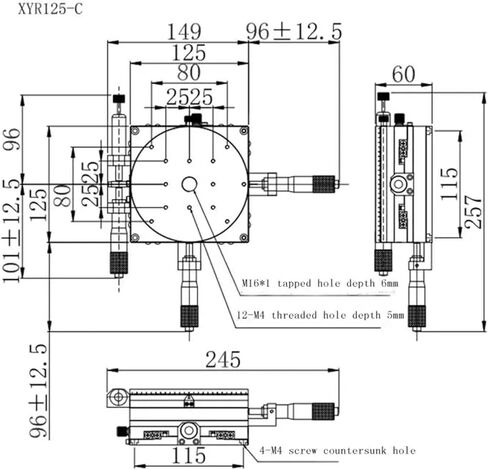 مرحلة تحديد المواقع الدوارة بمحرك XYR إطار تشذيب بصري ثلاثي المحاور، طاولة منزلقة عالية الدقة LS125-C دوران ترجمة يدوي دقيق in Saudi Arabia