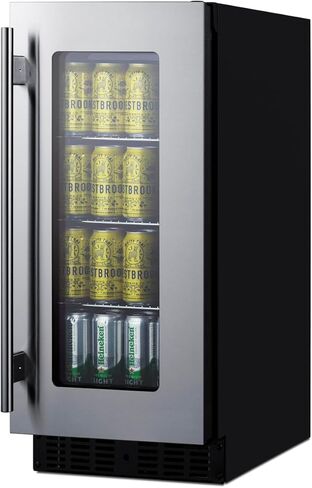 Summit Appliance عمق ضحل 15 بوصة. مبرد نبيذ 23 زجاجة أو 40 علبة مشروبات من الفولاذ المقاوم للصدأ - ASDG1521V1 in Kuwait