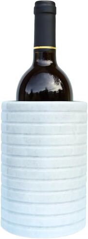 مبرد النبيذ الرخامي الفاخر وحامل أواني من Ottimo، مبرد زجاجات حجرية مقاس 7 بوصات، دلو الشمبانيا أو حامل سطح المطبخ، هدية تزيينية لمحبي النبيذ أو ديكور المنزل (أبيض) in Kuwait