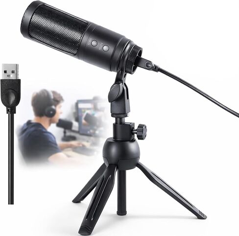 USB Microphone for PC, Cardioid Condenser Mic with 20Hz-20KHz Frequency Response, Plug & Play USB 2.0 Interface, Compatible with Windows/Mac, Ideal for Podcasting, Recording Studio & Karaoke in Saudi Arabia