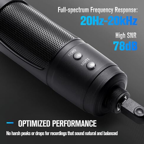 USB Microphone for PC, Cardioid Condenser Mic with 20Hz-20KHz Frequency Response, Plug & Play USB 2.0 Interface, Compatible with Windows/Mac, Ideal for Podcasting, Recording Studio & Karaoke in Saudi Arabia