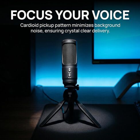 USB Microphone for PC, Cardioid Condenser Mic with 20Hz-20KHz Frequency Response, Plug & Play USB 2.0 Interface, Compatible with Windows/Mac, Ideal for Podcasting, Recording Studio & Karaoke in Saudi Arabia