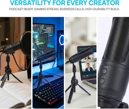 USB Microphone for PC, Cardioid Condenser Mic with 20Hz-20KHz Frequency Response, Plug & Play USB 2.0 Interface, Compatible with Windows/Mac, Ideal for Podcasting, Recording Studio & Karaoke in Saudi Arabia