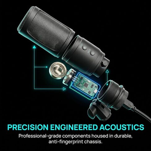 USB Microphone for PC, Cardioid Condenser Mic with 20Hz-20KHz Frequency Response, Plug & Play USB 2.0 Interface, Compatible with Windows/Mac, Ideal for Podcasting, Recording Studio & Karaoke in Saudi Arabia