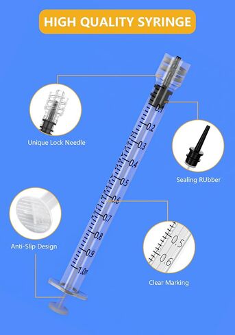 1ml Syringes with 27G 1/2 inch Needle , 1cc Luer Lock Disposable Syringes for Scientific Labs and Industrial Dispensing,Individually Wrapped, 20 Pack in Saudi Arabia