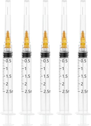 1ml Syringes with 27G 1/2 inch Needle , 1cc Luer Lock Disposable Syringes for Scientific Labs and Industrial Dispensing,Individually Wrapped, 20 Pack in Saudi Arabia