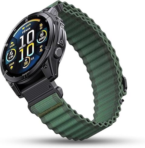QuickFit 26mm Nylon Watch Strap متوافق مع Garmin Fenix ​​8x | Fenix ​​7x/7x Pro | Fenix ​​6x Pro/6x GPS | Fenix ​​5x Plus/ 5x GPS | Tastix 7 Pro | enduro 2 | Mk2i/3i | Epix Pro 51mm. in Kuwait