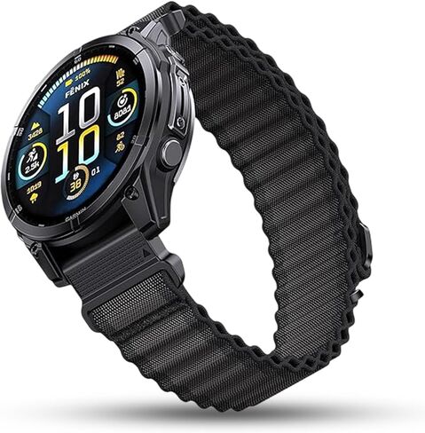 QuickFit 26mm Nylon Watch Strap متوافق مع Garmin Fenix ​​8x | Fenix ​​7x/7x Pro | Fenix ​​6x Pro/6x GPS | Fenix ​​5x Plus/ 5x GPS | Tastix 7 Pro | enduro 2 | Mk2i/3i | Epix Pro 51mm. in Kuwait