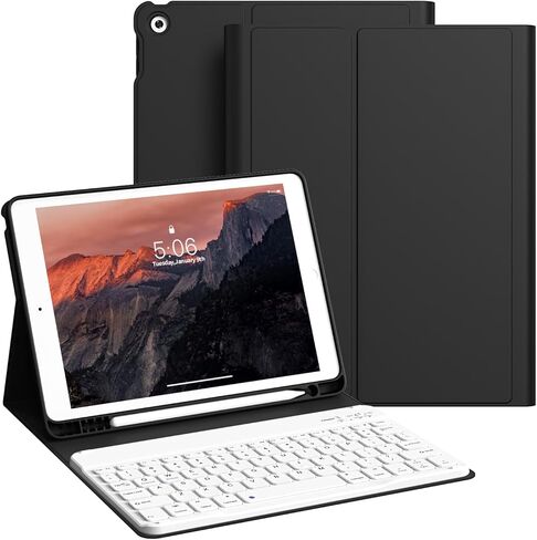 حالة لوحة المفاتيح الذكية لجيل iPad 9/8/7th 10.2 بوصة 2021/2020/2019 ، غطاء الحامل الخلفي الناعم مع حامل القلم الرصاص الأيسر ، لوحة مفاتيح بلوتوث لاسلكية قابلة للفصل مغنطيسيًا ، أخضر داكن in Kuwait
