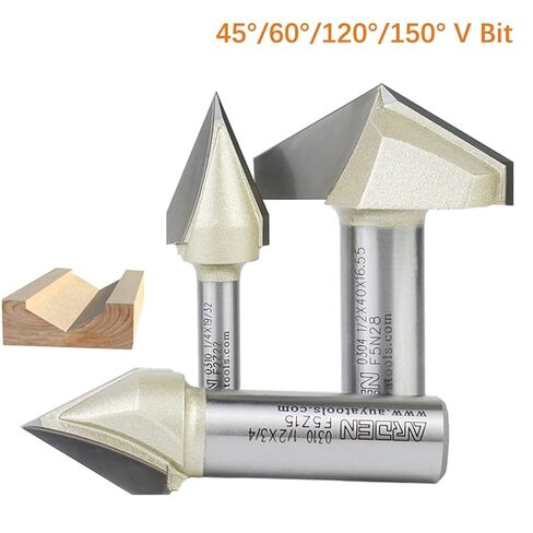 Arden V Bit 45 60 120 150 Degree Engraving Router Bit Carbide Woodworking 3D Carving V-Shaped Bevel Tipped Milling Cutter MDF(6.35x12.7x60Deg.) in Saudi Arabia