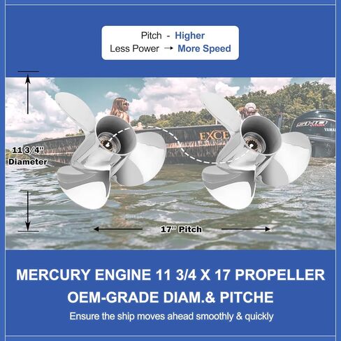 FYMP 11 3/4 x 17 Turbo Stainless Steel Outboard Propeller for Mercury Engines 40-60HP 13 Spline Tooth RH in Kuwait