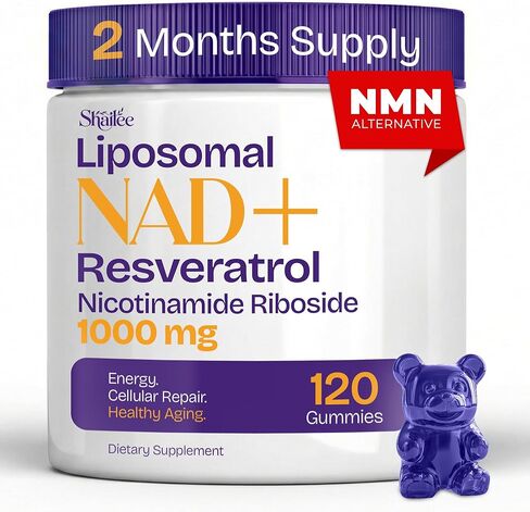 NAD Supplements for Women with Resveratrol, 1000mg Liposomal Nicotinamide Riboside with Quercetin, NMN Supplement Alternative Supports Cellular Energy & Repair, 120 NAD Gummies for Brain Boost in Saudi Arabia