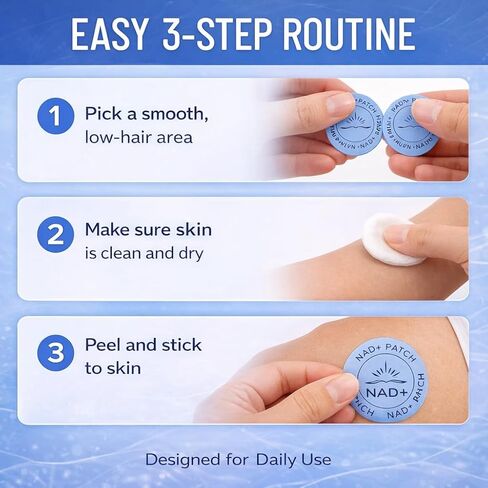 NAD+ لاصقات للنساء والرجال | NAD+ Patch للطاقة والشيخوخة الصحية | مكونات طبيعية لارتداء سهل ومريح (30 قطعة) in Kuwait
