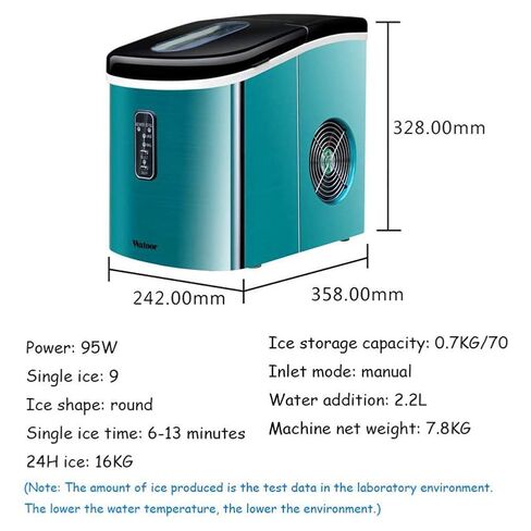 95W Machine, 16Kg Ice/24H Counter Top Ice Cube Maker, Home Kitchen Ice Cube Maker, Stainless Steel Ice Cube Machine in Saudi Arabia